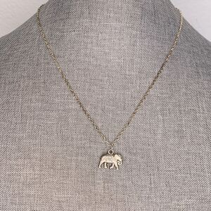 Adorable Silver Tone Chain with Petite Elephant Pendant Necklace